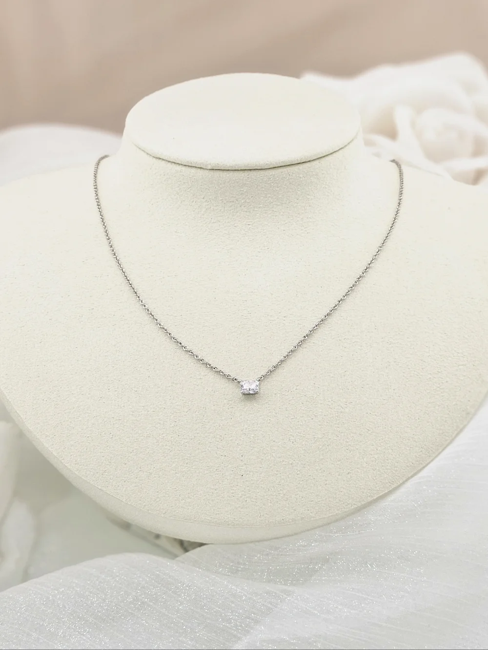 Nadri Necklace Modern Luv Small Emerald Cut Necklace Cubic Zirconia Pendant Gift - Picture 2 of 5